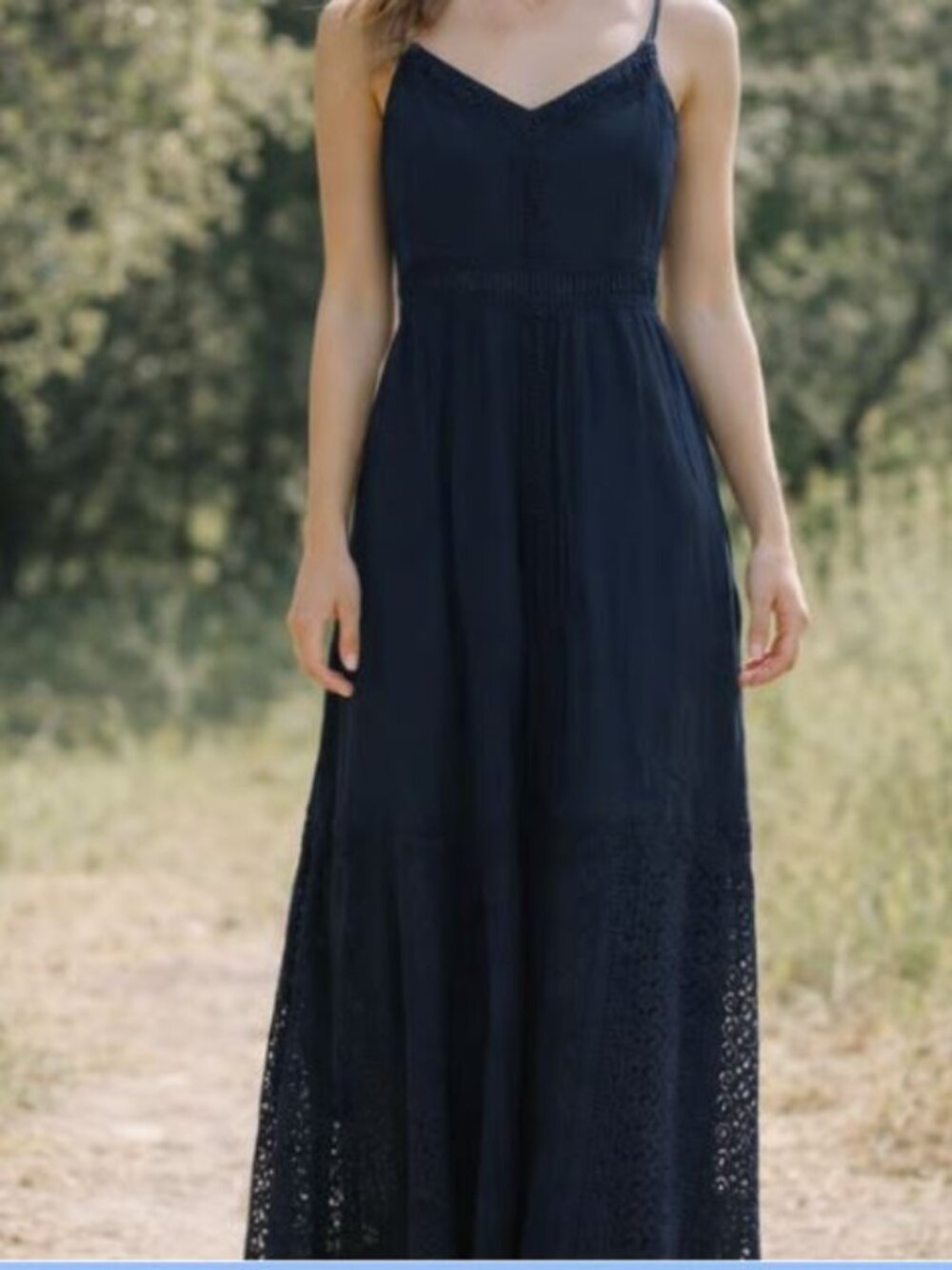 Abercrombie & Fitch Black Crochet-Detail Maxi Dress Size S